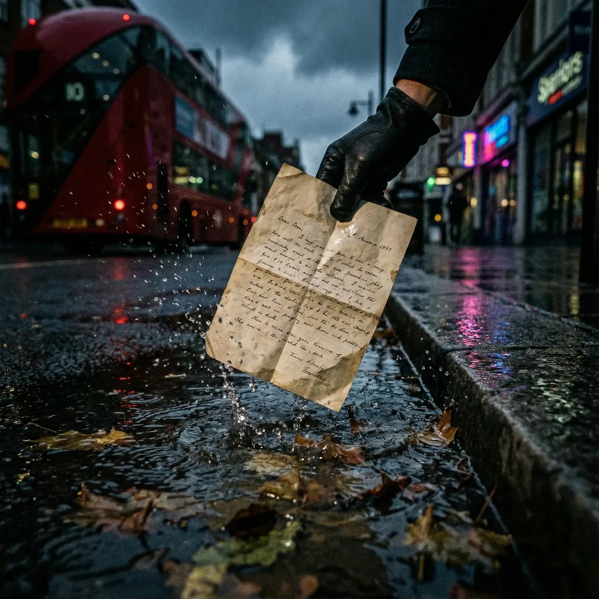 Zwischenschnitt zeigt einen fallenden gefalteten Brief