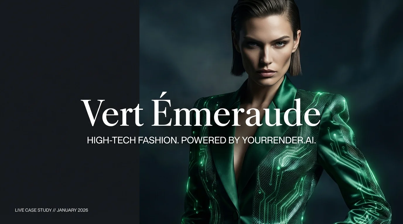 Copertina collezione Vert Emeraude - Moda high-tech powered by YourRender.ai