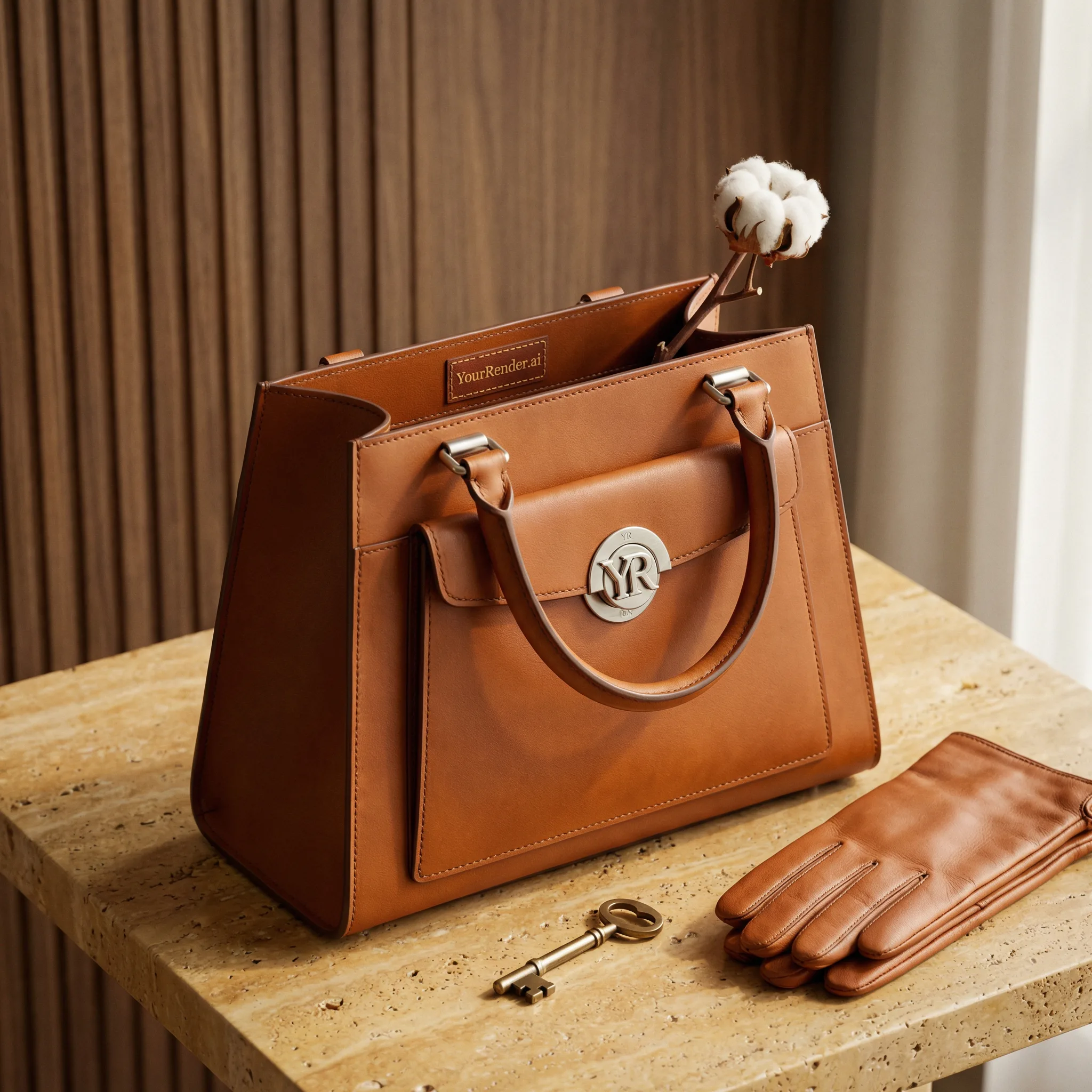 Structured Tote Cognac